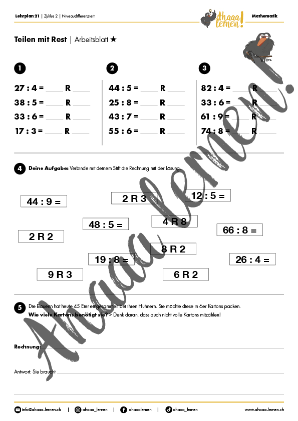 Ahaaa lernen Teilen mit Rest Unterrichtsmaterial Ahaaa lernen Teilen mit Rest Unterrichtsmaterial