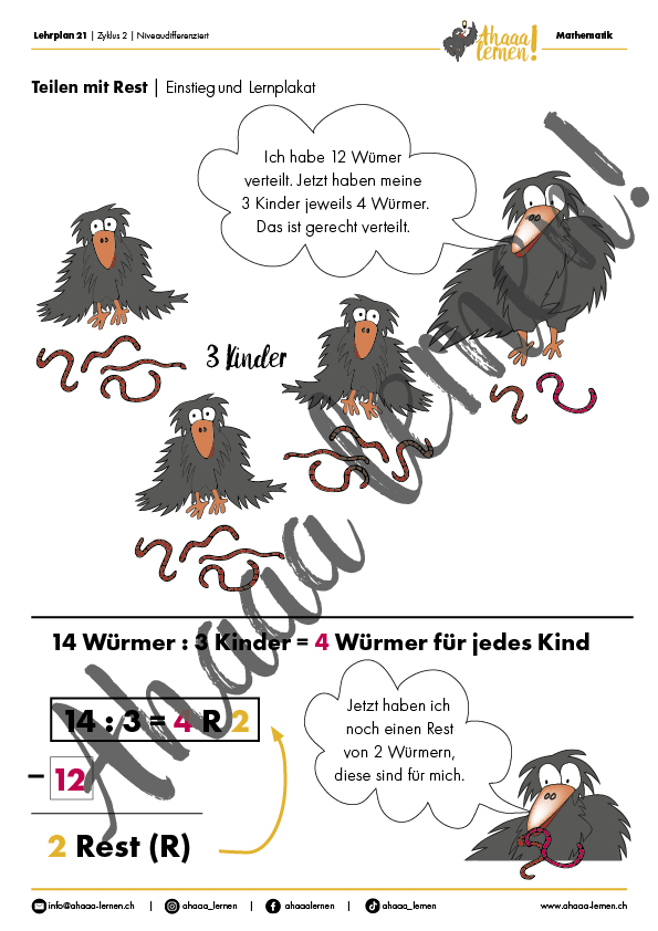 Ahaaa lernen Teilen mit Rest Unterrichtsmaterial Ahaaa lernen Teilen mit Rest Unterrichtsmaterial