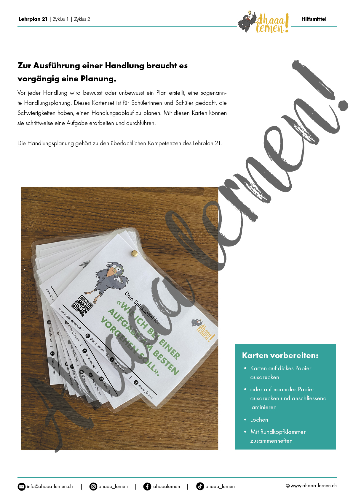 Ahaaa lernen Vorgehen bei einer Aufgabe2