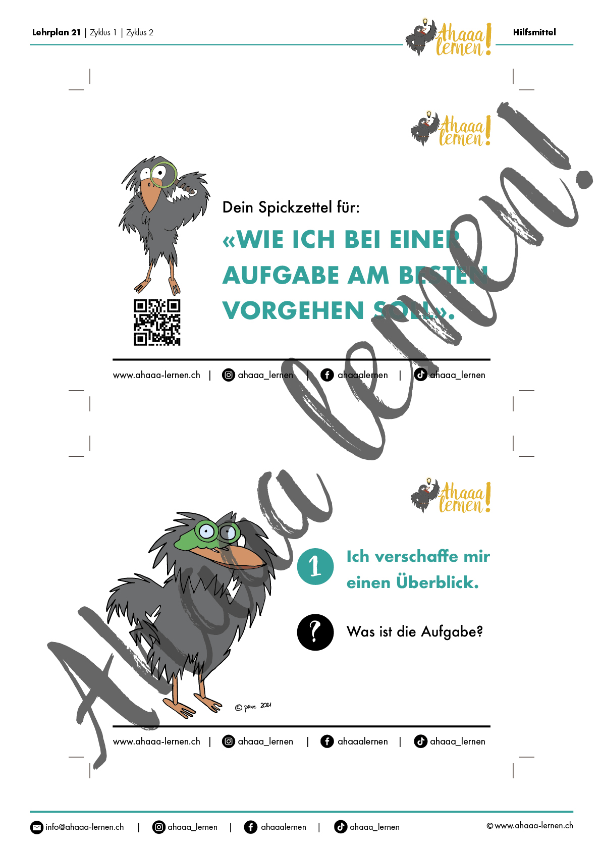 Ahaaa lernen Vorgehen bei einer Aufgabe3