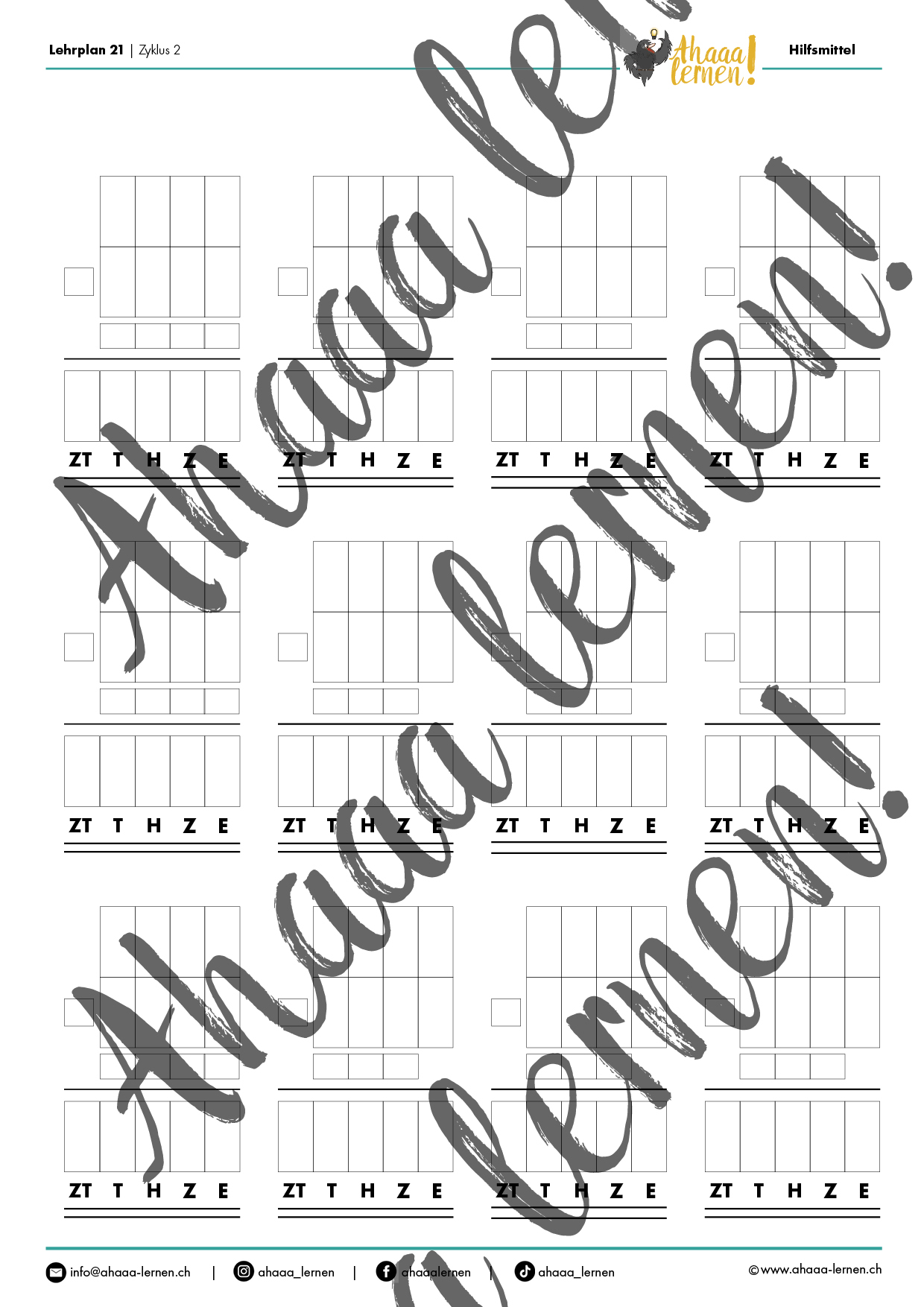 Ahaaa lernen Hilfsschablonen schriftlich Rechnen6